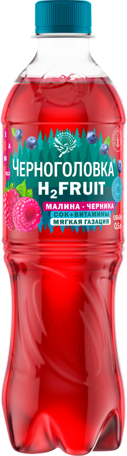 Вода ЧЕРНОГОЛОВКА Малина, черника среднегазированная, 0.5л