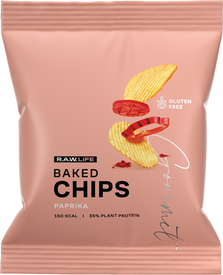 Чипсы рисовые протеиновые R.A.W.LIFE Baked chips Паприка и томаты, 35г
