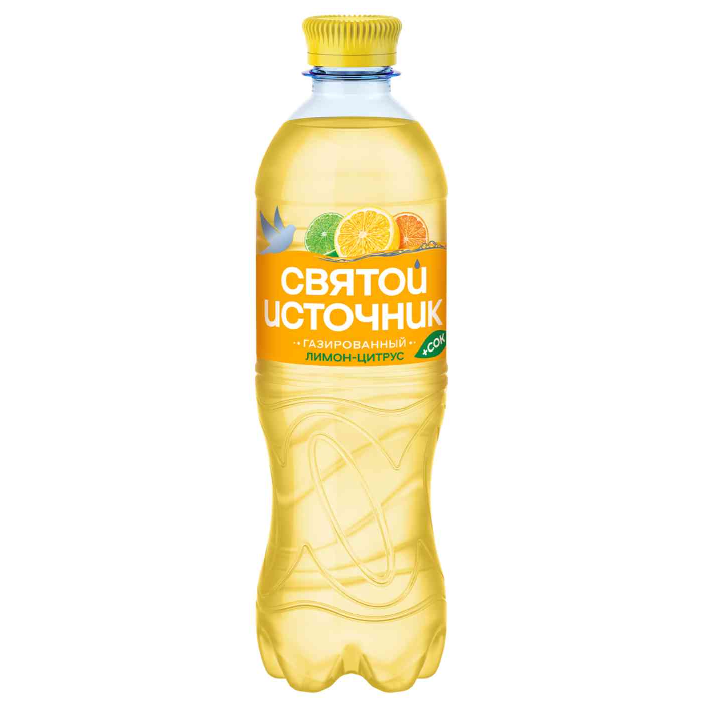 Вода+Сок Святой Источник лимон-цитрус газированная, 0,5л