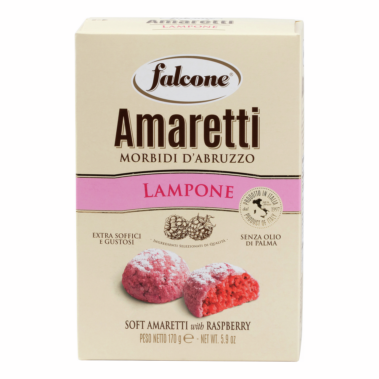 Печенье сдобное Falcone Amaretti мягкое со вкусом малины, 170г