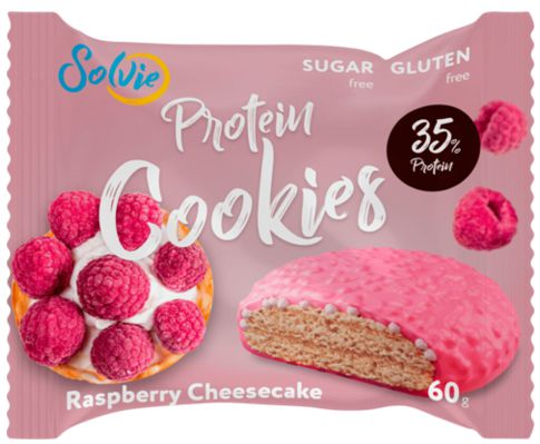 Печенье протеиновое Solvie Protein Cookies малиновый чизкейк, 60г
