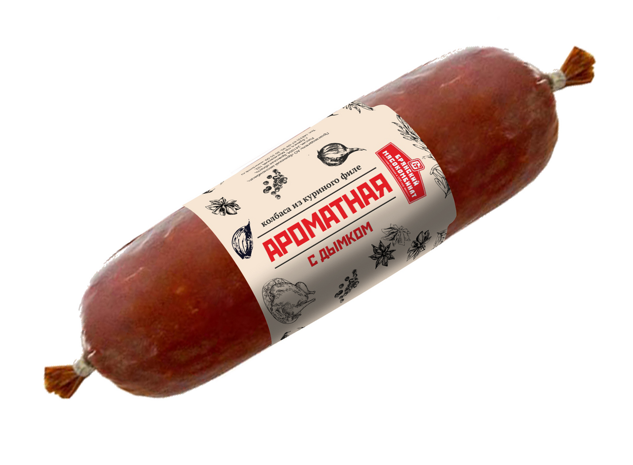 Колбаса Брянский мясокомбинат ароматная с дымком полукопченая, ~300г