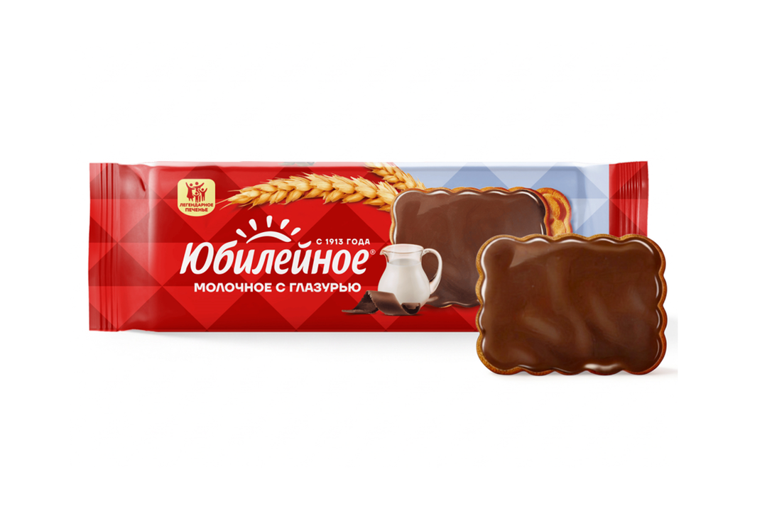 Печенье Юбилейное Молочное с глазурью 116 г / Супермаркет