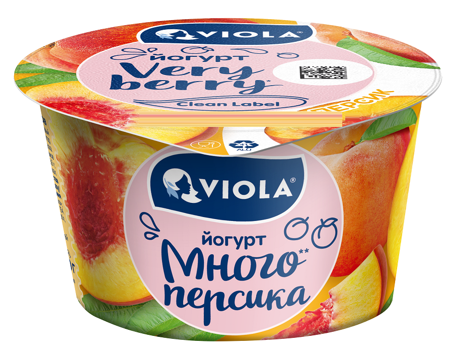 Йогурт Viola Very Berry персик 2.6%, 180г