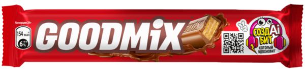 Шоколадный батончик Goodmix молочный шоколад с хрустящей вафлей, 30г