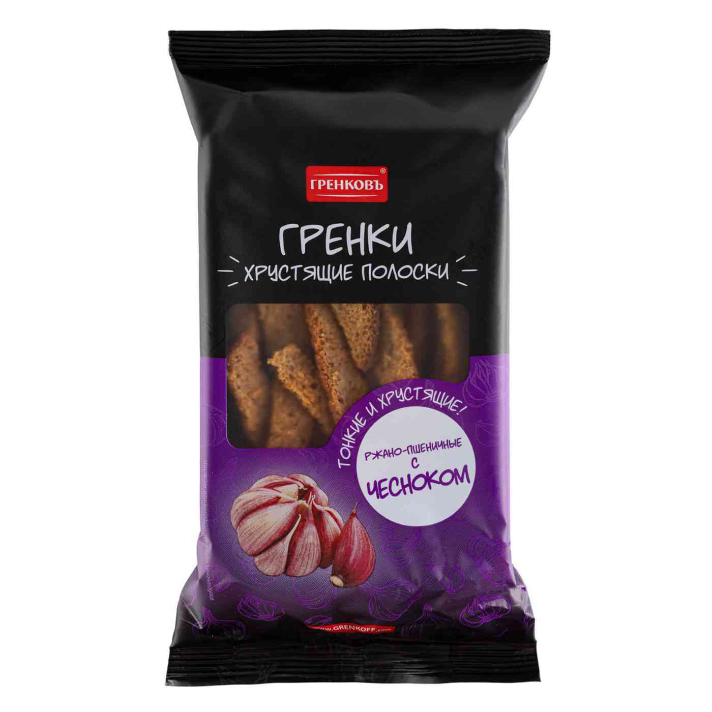 Гренки Гренковъ Хрустящие полоски Чеснок, 70г