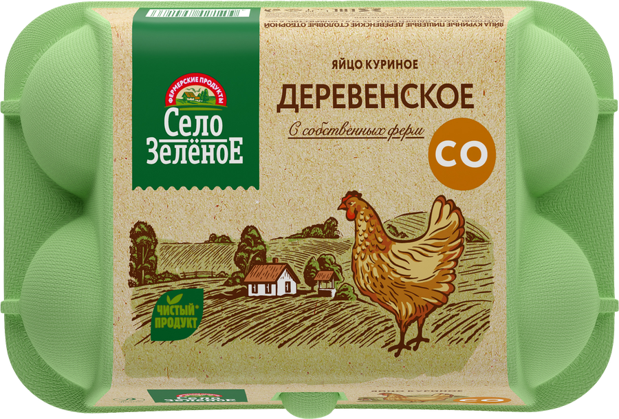 Яйцо куриное СЕЛО ЗЕЛЁНОЕ деревенское СО, 6шт