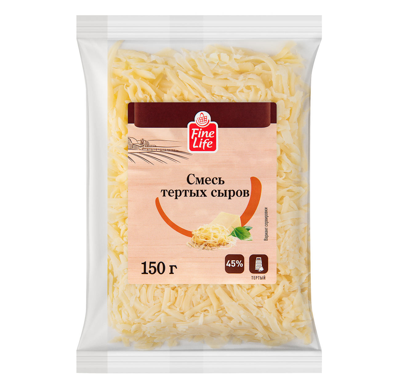 Fine Life Смесь тертых сыров 45%, 150г