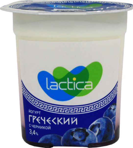 Йогурт греческий Lactica с черникой 3,4%, 120г