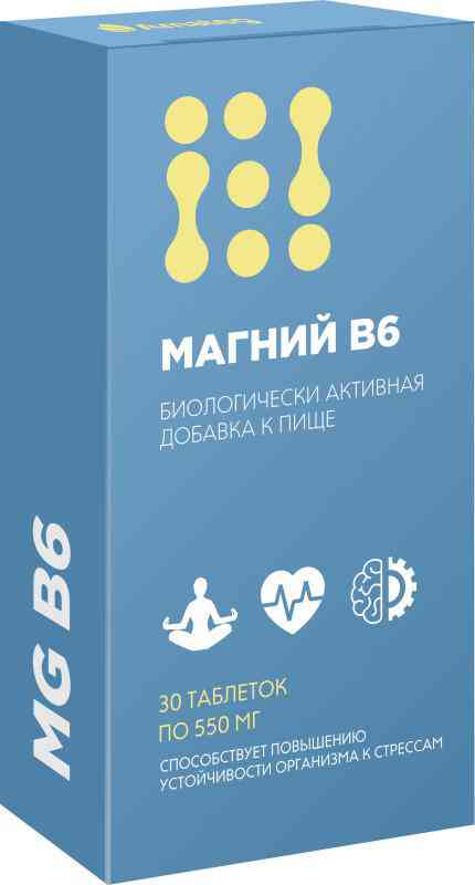 БАД Amateg Магний В6 550мг, 30таблеток