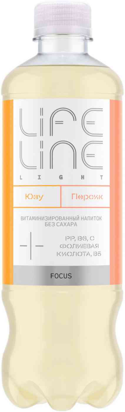 Витаминизированный напиток Lifeline Light Focus, персик-юзу, без газа, 0,5л