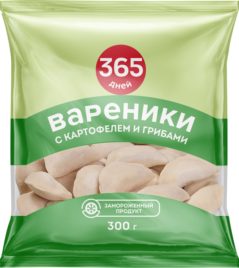Вареники 365 ДНЕЙ с картофелем и грибами, 300г