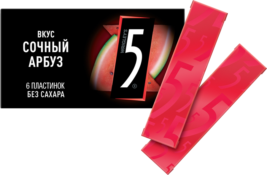 Жевательная резинка FIVE Сочный арбуз, без сахара, 15,6г
