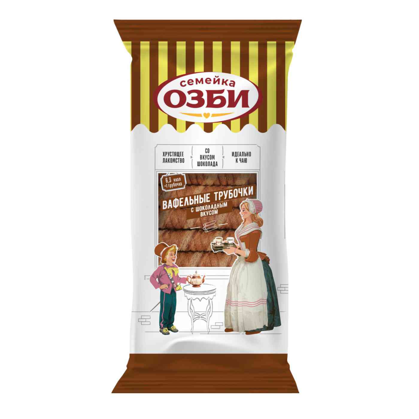 Вафельные трубочки Семейка Озби c шоколадным вкусом, 170г