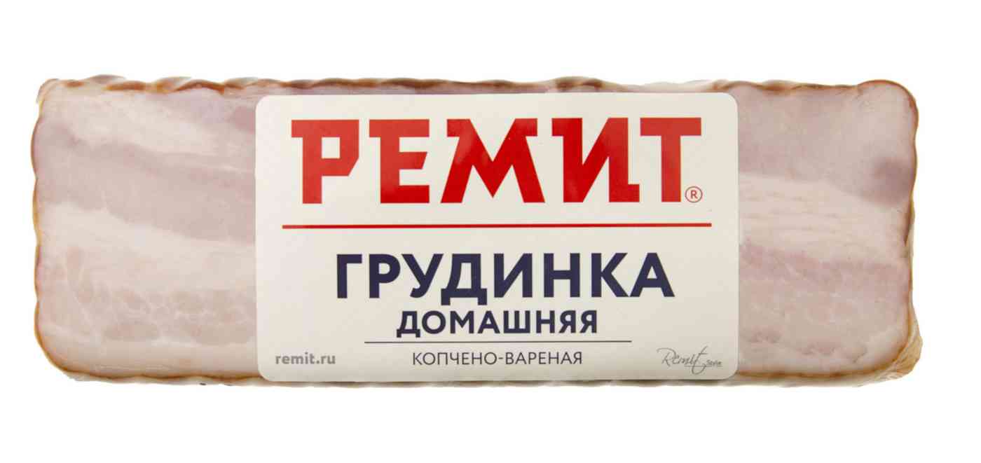 Грудинка копчёно-варёная Домашняя Ремит, 390г
