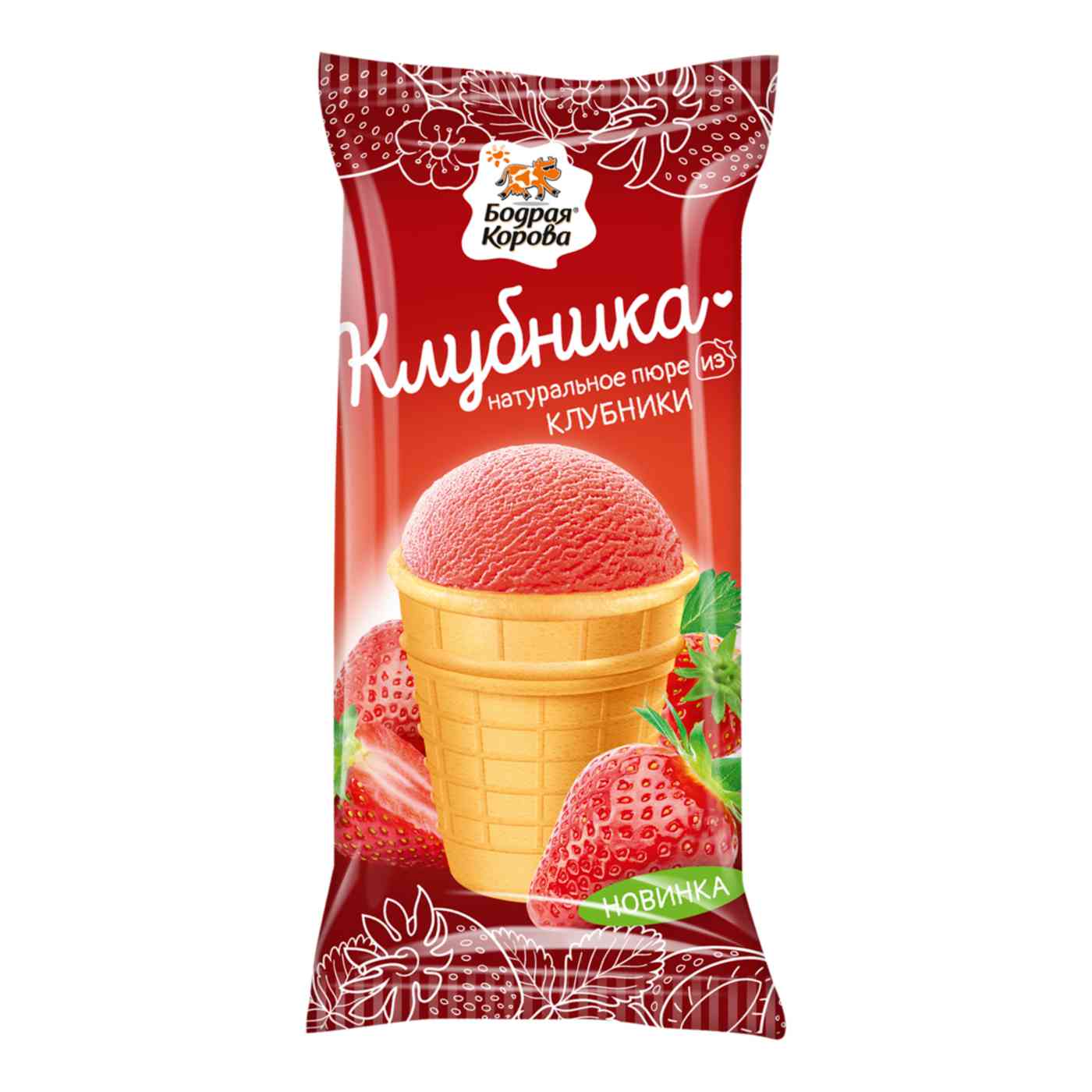 Замороженный десерт Бодрая корова Парфе Клубника, 80г