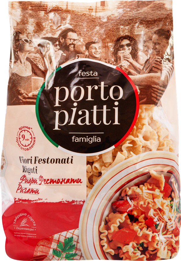 Макароны PORTO PIATTI Фиори Фестонати Ригати, 400г