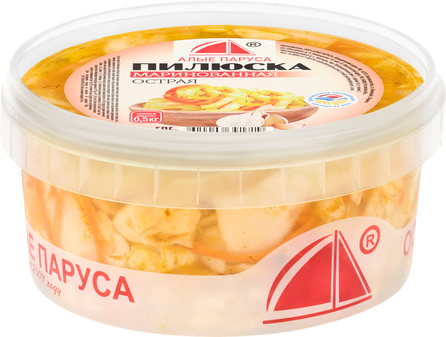 Пилюска маринованная АЛЫЕ ПАРУСА острая, 500г
