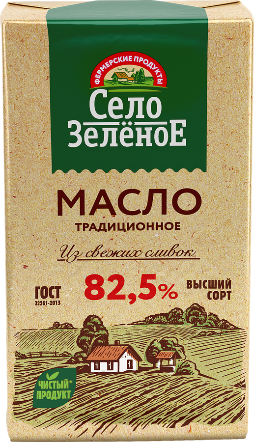 Масло сливочное СЕЛО ЗЕЛЕНОЕ 82,5%, без змж, 175г