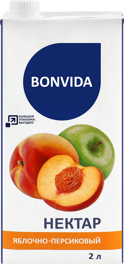Нектар BONVIDA Яблочно-персиковый, 2л