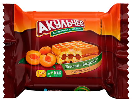 Вафли мягкие Акульчев Венские с абрикосом, 50г