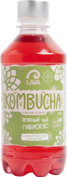 Напиток Lava Superfood Kombucha Зеленый чай, гибискус, 0,33л