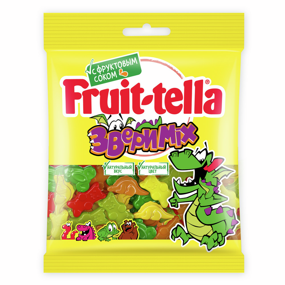 Мармелад жевательный Fruittella Звери микс с фруктовым соком, 70г