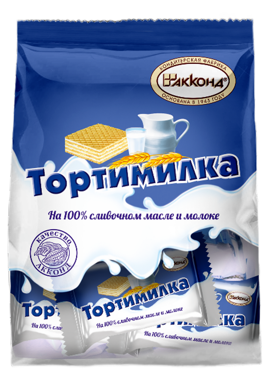 Вафли Акконд Тортимилка на 100% сливочном масле и молоке, 250г