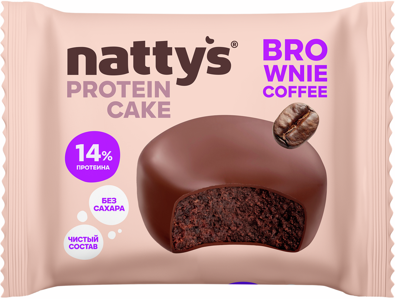 Пирожное протеиновое Nattys Брауни кофе без сахара, 50г