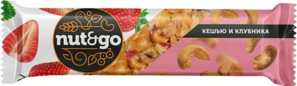 Батончик Nut&Go Кешью и клубника, 36г
