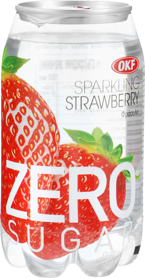 Напиток OKF Sparkling Strawberry Zero сильногазированный, 0.35л