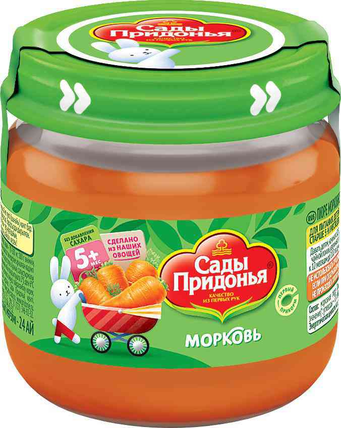 Пюре Сады Придонья Морковь, с 5 месяцев, 80г