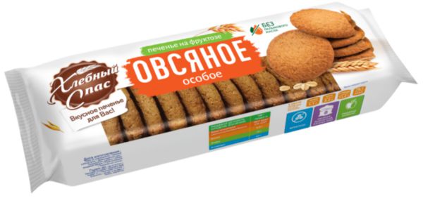 Печенье овсяное Хлебный Спас Особое на фруктозе, 250г