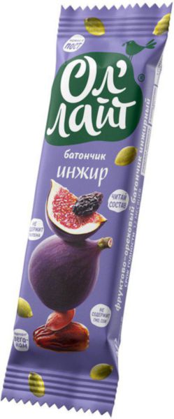 Батончик фруктово-ореховый Ол'Лайт Инжир, 30г