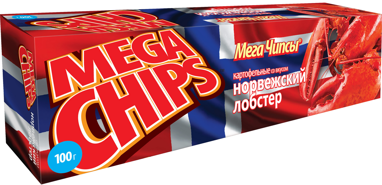 Чипсы-пластины Mega Chips картофельные с норвежским лобстером, 100г
