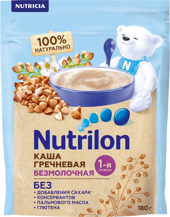 Каша гречневая NUTRILON безмолочная, с 4 месяцев, 180г