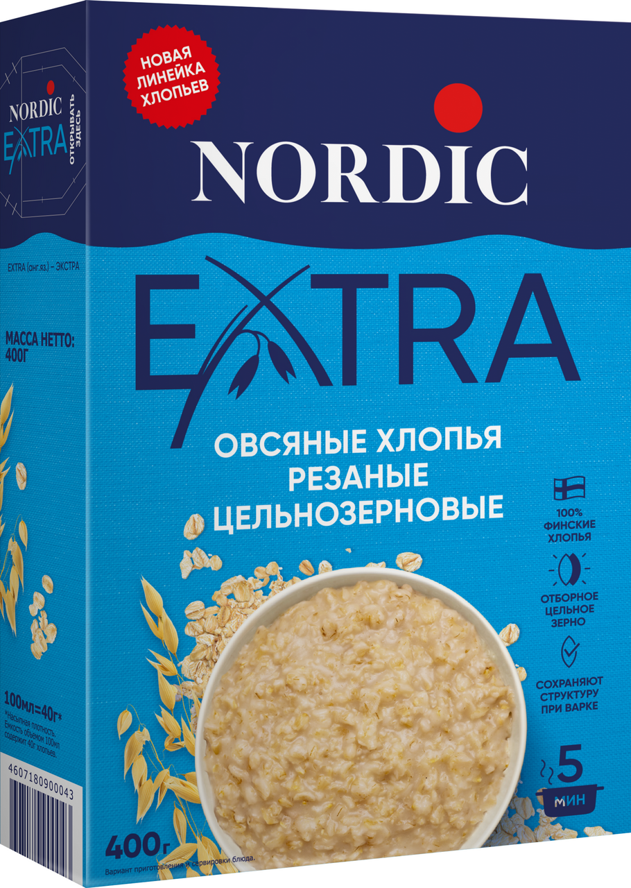 Хлопья овсяные Nordic 5 минут варки, 400г