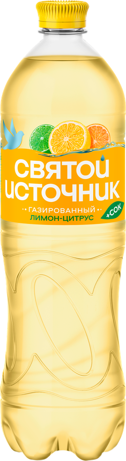 Вода+Сок СВЯТОЙ ИСТОЧНИК Вода Лимон-цитрус, газированная, 1л