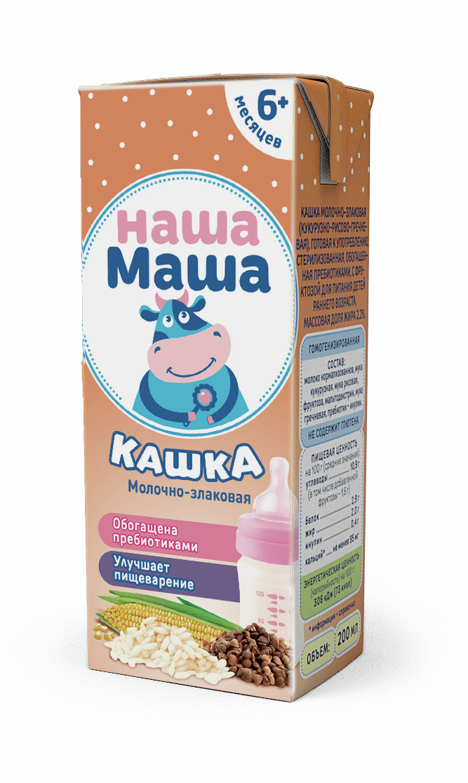 Каша молочная детская Наша Маша Злаковая 2.1% с 6 месяцев, 200г