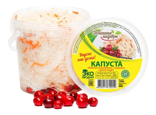 Капуста квашеная ТМ Домашние шедевры с клюквой, 500г
