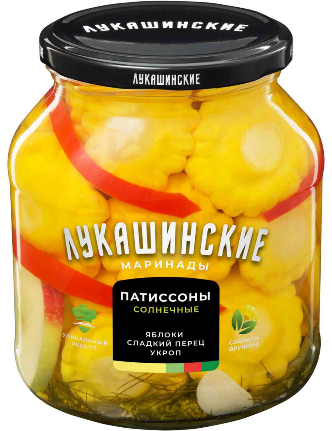 Патиссоны маринованные Лукашинские с яблоками и сладким перцем, 670г