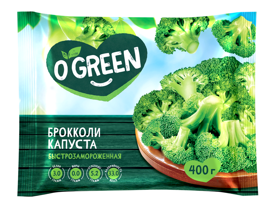 Капуста брокколи O`GREEN свежемороженая, 400г