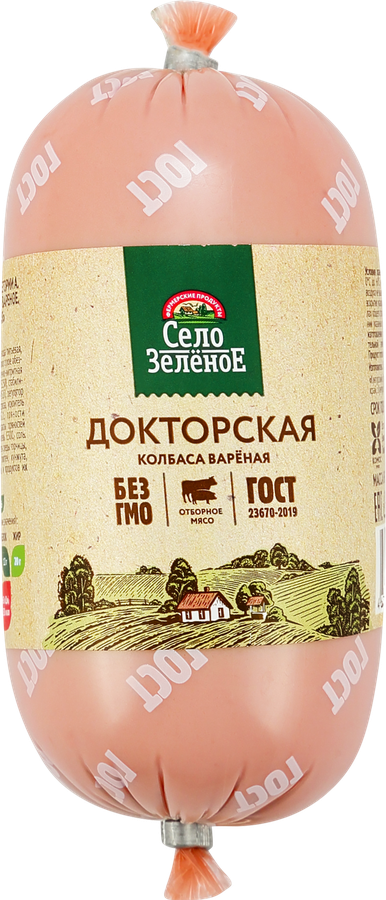 Колбаса вареная СЕЛО ЗЕЛЁНОЕ Докторская, категория А, ГОСТ, 400г