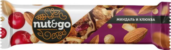 Батончик Nut&Go Миндаль и клюква, 36г