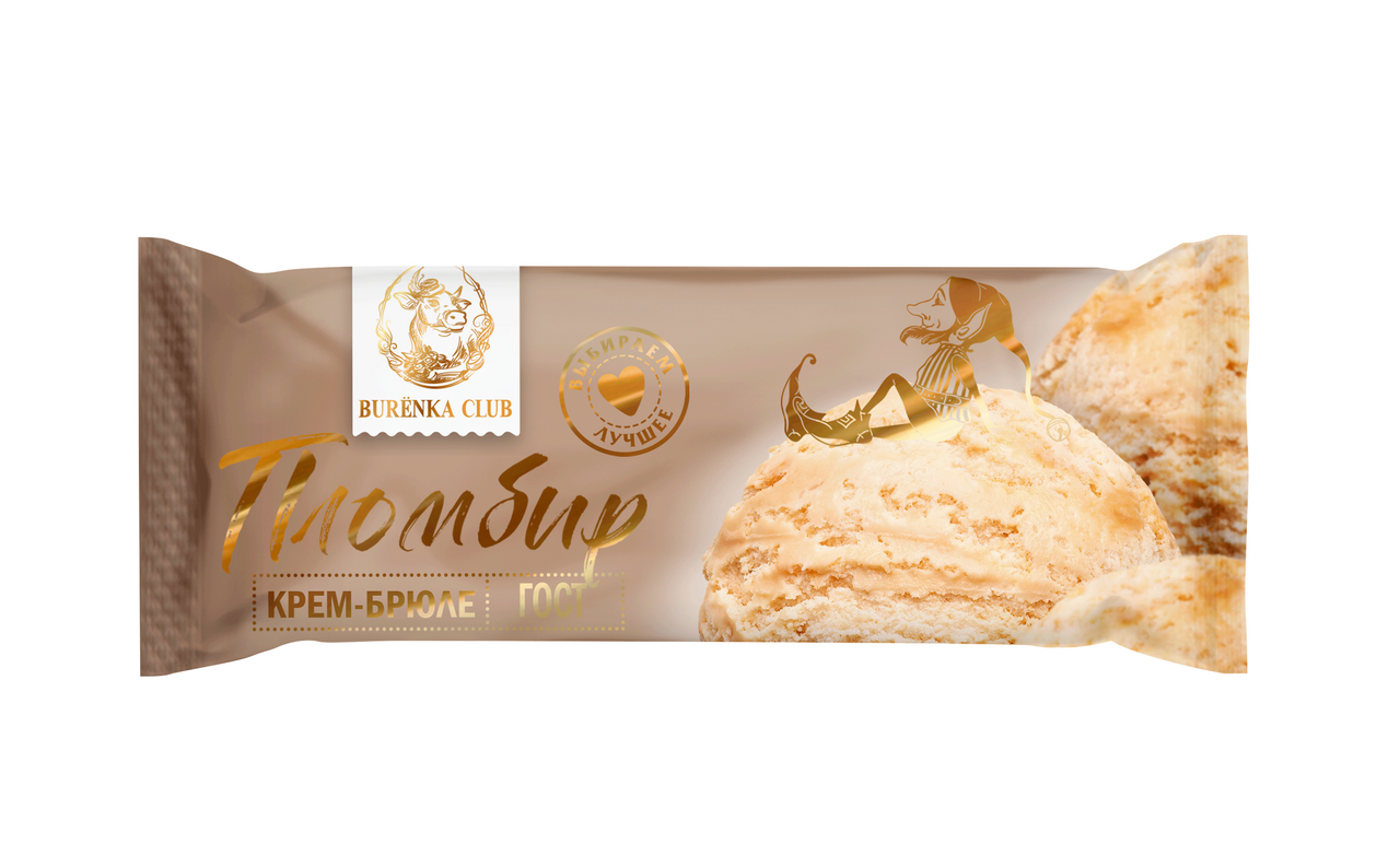 Мороженое пломбир Burenka Club Крем-брюле, 400г