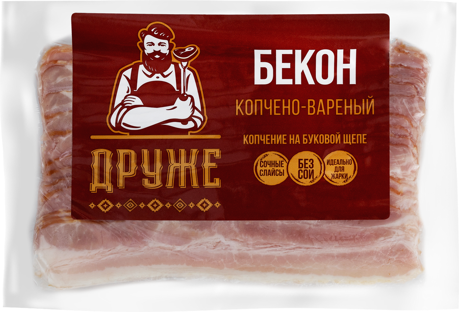 Бекон варено-копченый ДРУЖЕ нарезка, 200г