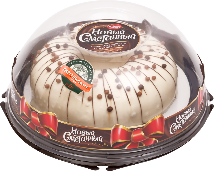 Торт ТИРОЛЬСКИЙ Новый Сметанный с ананасом и грецким орехом, 1,1кг