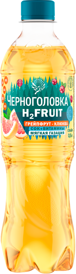 Вода ЧЕРНОГОЛОВКА Грейпфрут, клюква среднегазированная, 0.5л