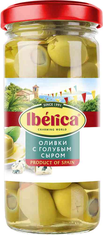 Оливки Iberica голубой сыр, 235г