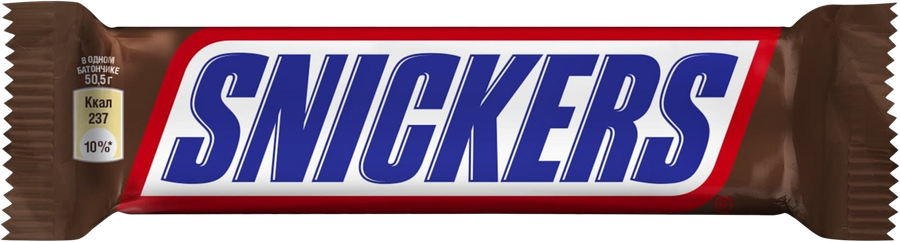 Батончик шоколадный SNICKERS с карамелью, арахисом и нугой, 50,5г